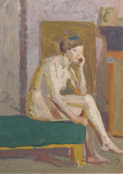 Walter John Bayes - Nude seated on a bed