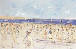 Walter John Beauvais - A bustling Mediterranean beach; and Another similar