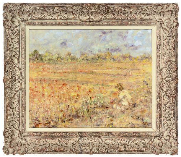 Walter John Beauvais - A girl playing in a poppy field