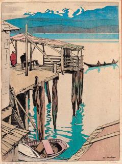 Walter Joseph Phillips - The King\'s Wharf Alan Bay, British Columbia