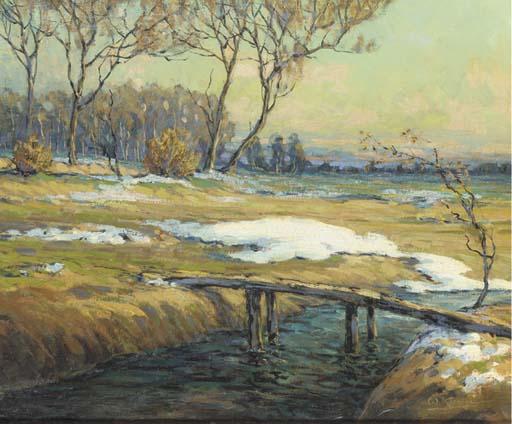 Walter Koeniger - A Landscape With A Stream, Late Winter