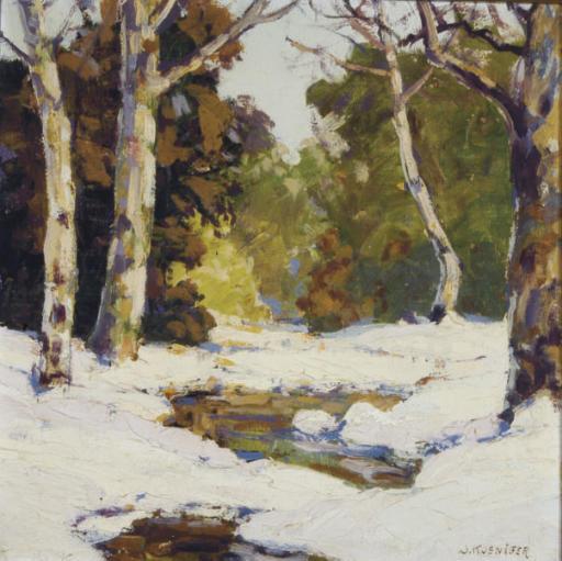 Walter Koeniger - Snowy River Bank In The Woods; And A Companion Painting