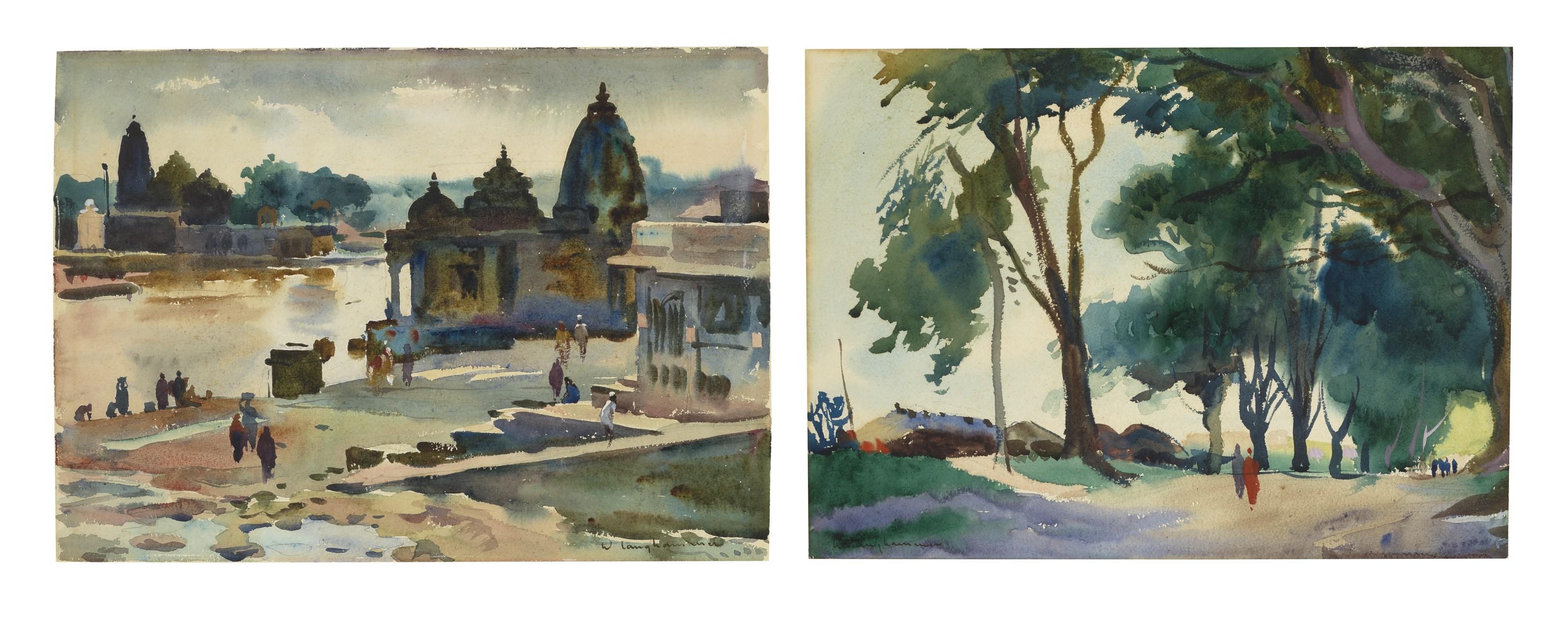 Walter Langhammer - Untitled (Temple Scene); Untitled (Forrest Path)
