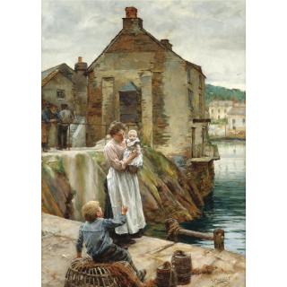 Walter Langley, R.I. - On The Quay, Newlyn