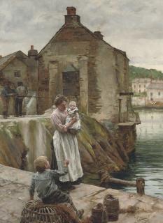 Walter Langley, R.I. - On the Quay, Newlyn