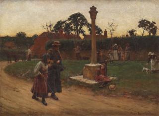Walter Langley - Village road with figures