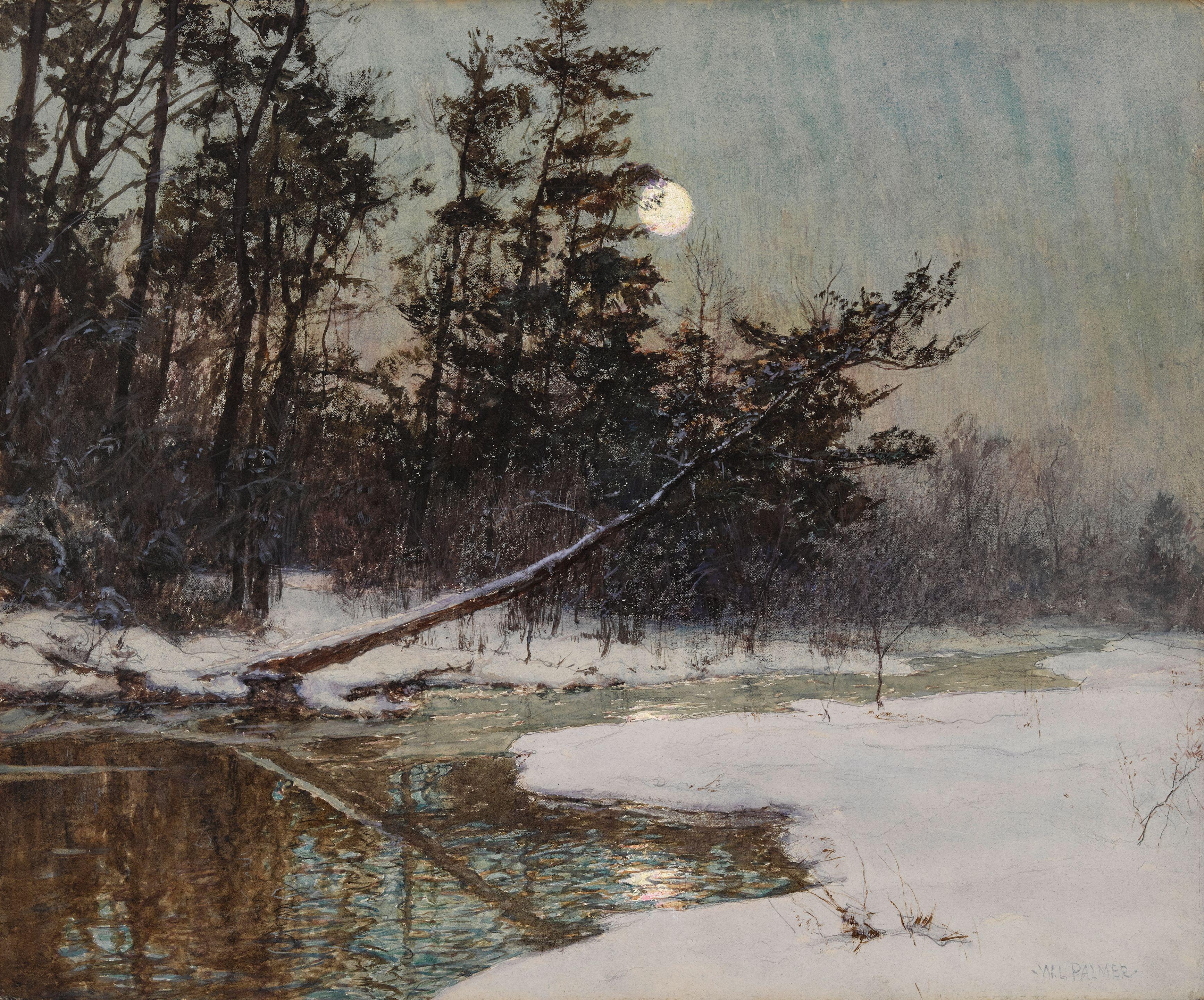 Walter Launt Palmer - Moonrise Over a Snowy Landscape