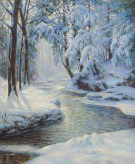 Walter Launt Palmer - Stream in a Snowy Landscape