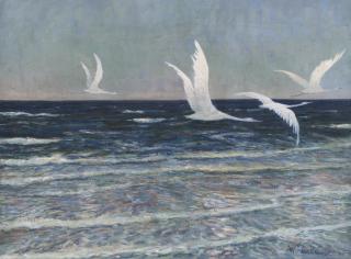 Walter Leistikow - German white Cranes