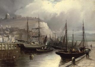 Walter Linsley Meegan - The Fishing Fleet In The Harbour At Whitby; And A Trader And Fishing Vessels At The Quayside, Whitby (Illustrated)