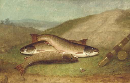 Walter M. Brackett - Catch of the Day - Trout on a Riverbank