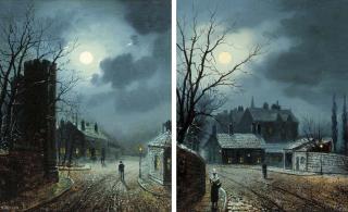 Walter Meegan - Moonlit street scenes