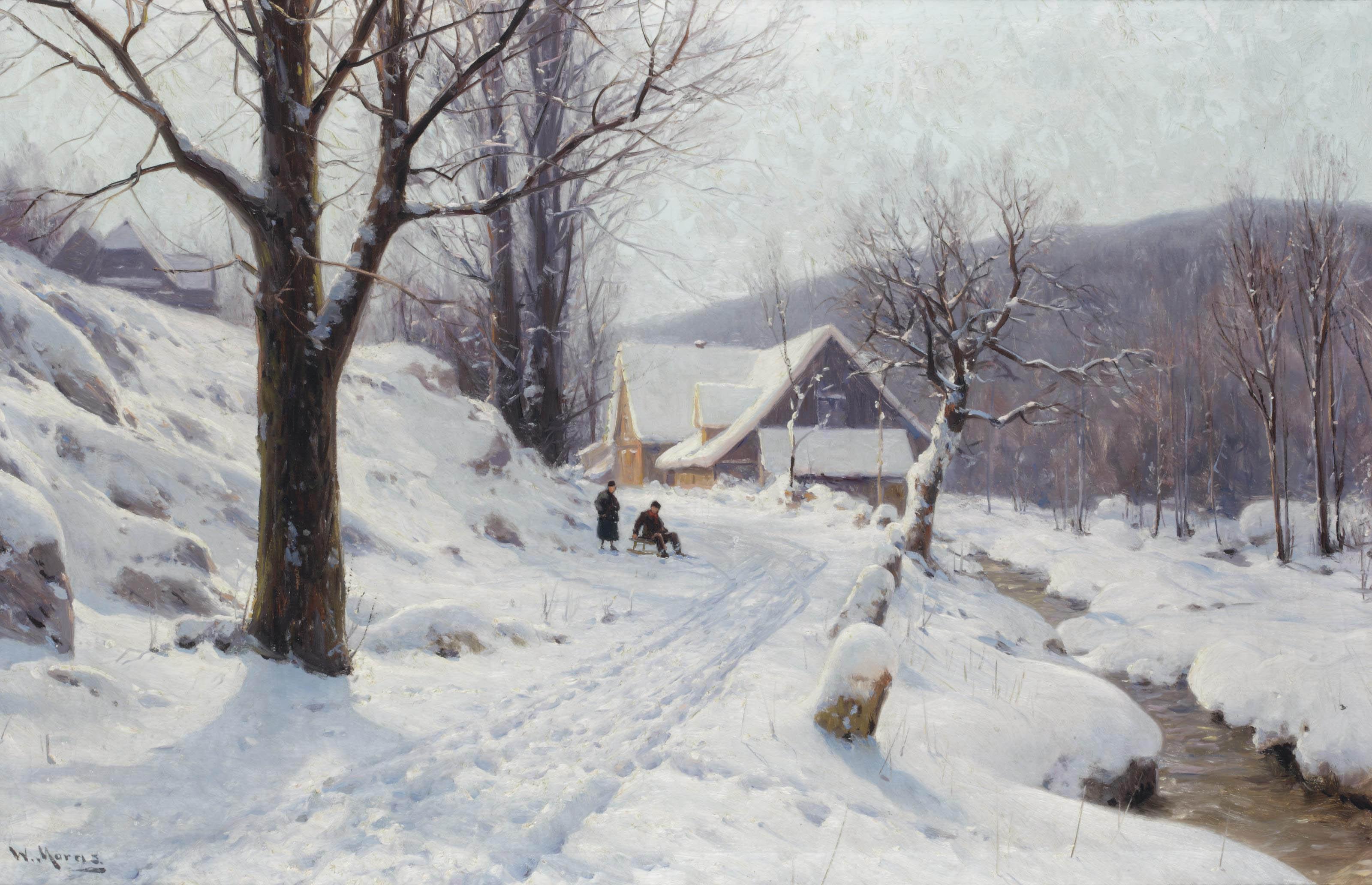 Walter Moras - Sleigh ride on a sunny winters day