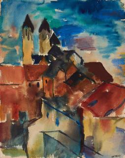 Walter Ophey - Kirche über roten Dächern.