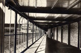 Walter Peterhans - »Bundesschule des ADGB. Bernau bei Berlin«. (Verbindungsgang entlang des Wohnpavillons)