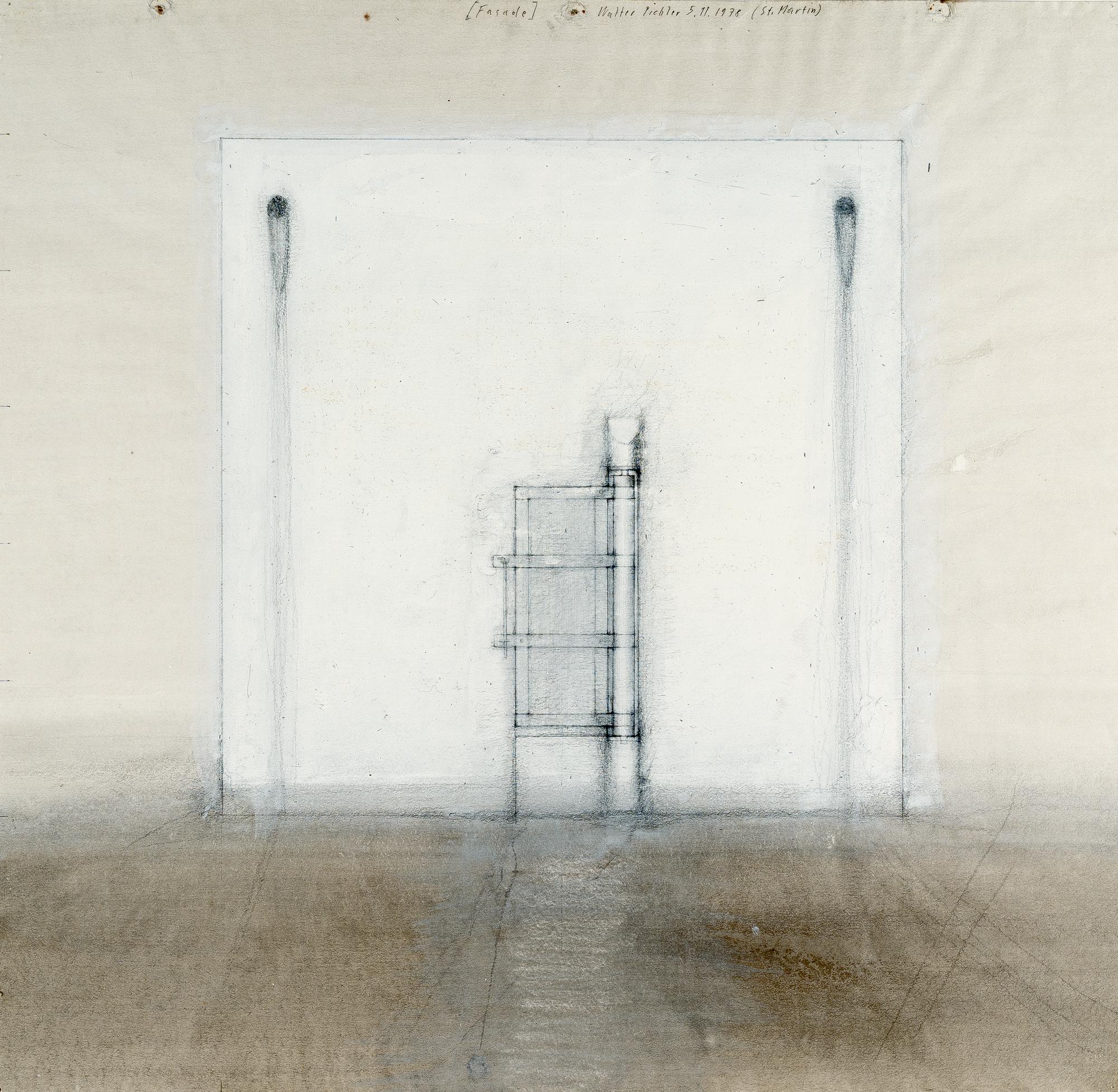 Walter Pichler - 3 Bll.: „Fasade“ – „Kubischer Raum (Schnitt)“ – „Kubischer Raum“