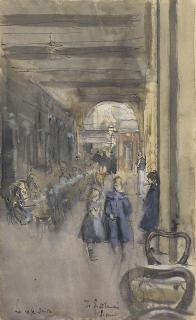 Walter Richard Sickert, A.R.A. - La Café Suisse, sous les Arcades, Dieppe