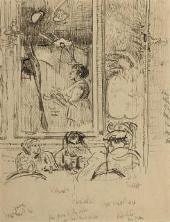 Walter Richard Sickert, R.A. - Vernet\'s Cafe, Dieppe, France