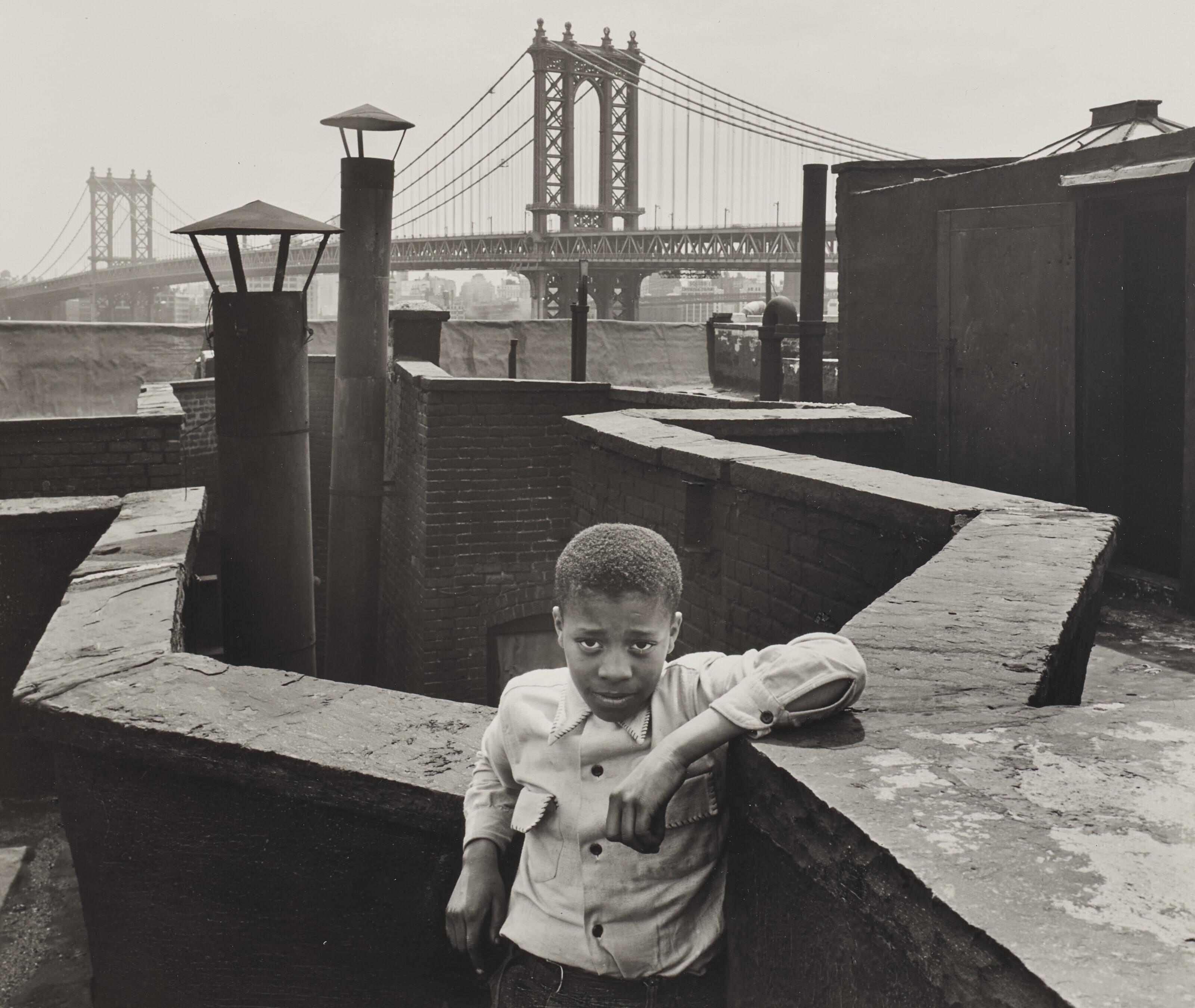 Walter Rosenblum - Boy on Roof, Pitt Street, New York, 1950