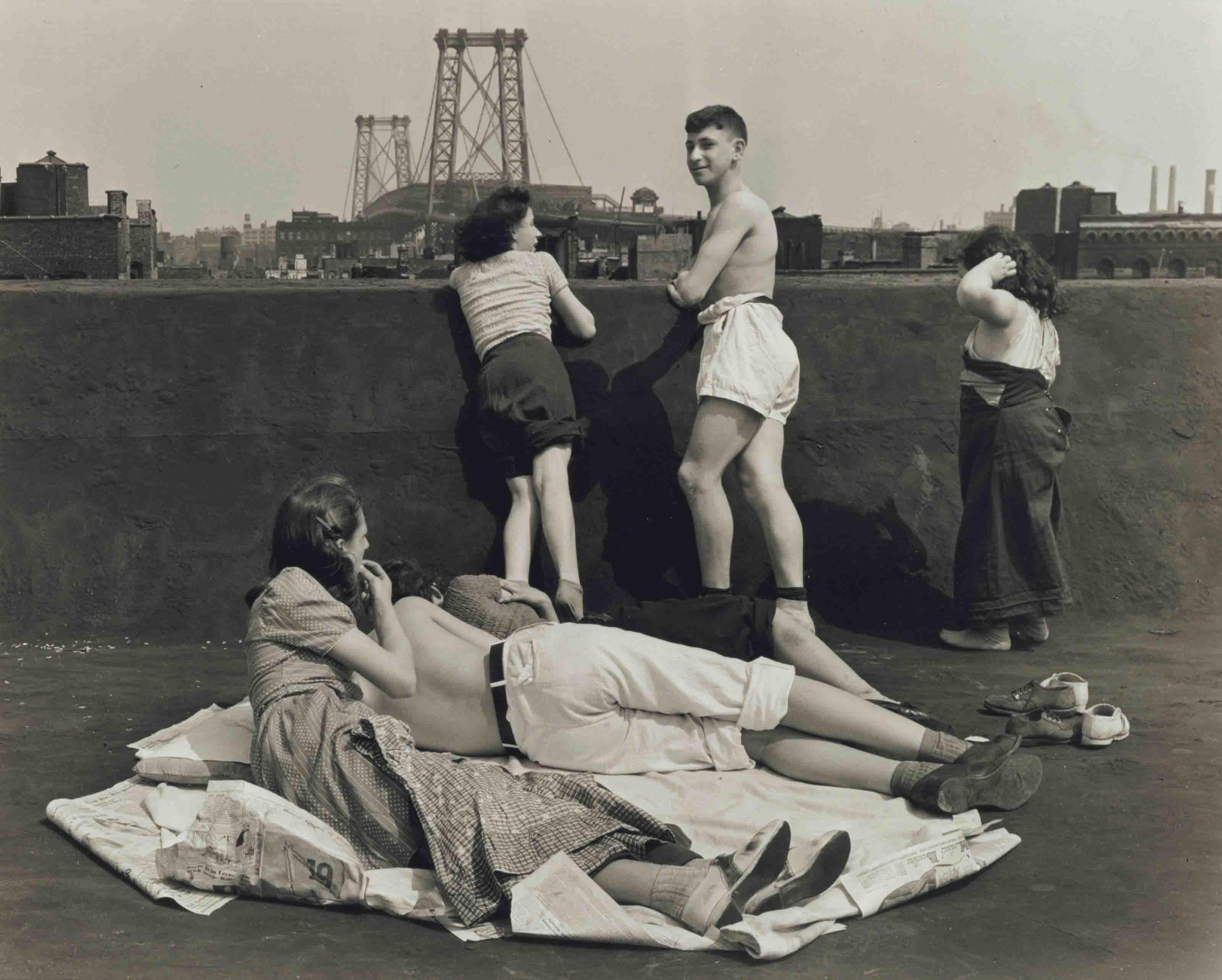 Walter Rosenblum - Children on Roof, Pitt St., N.Y., 1938
