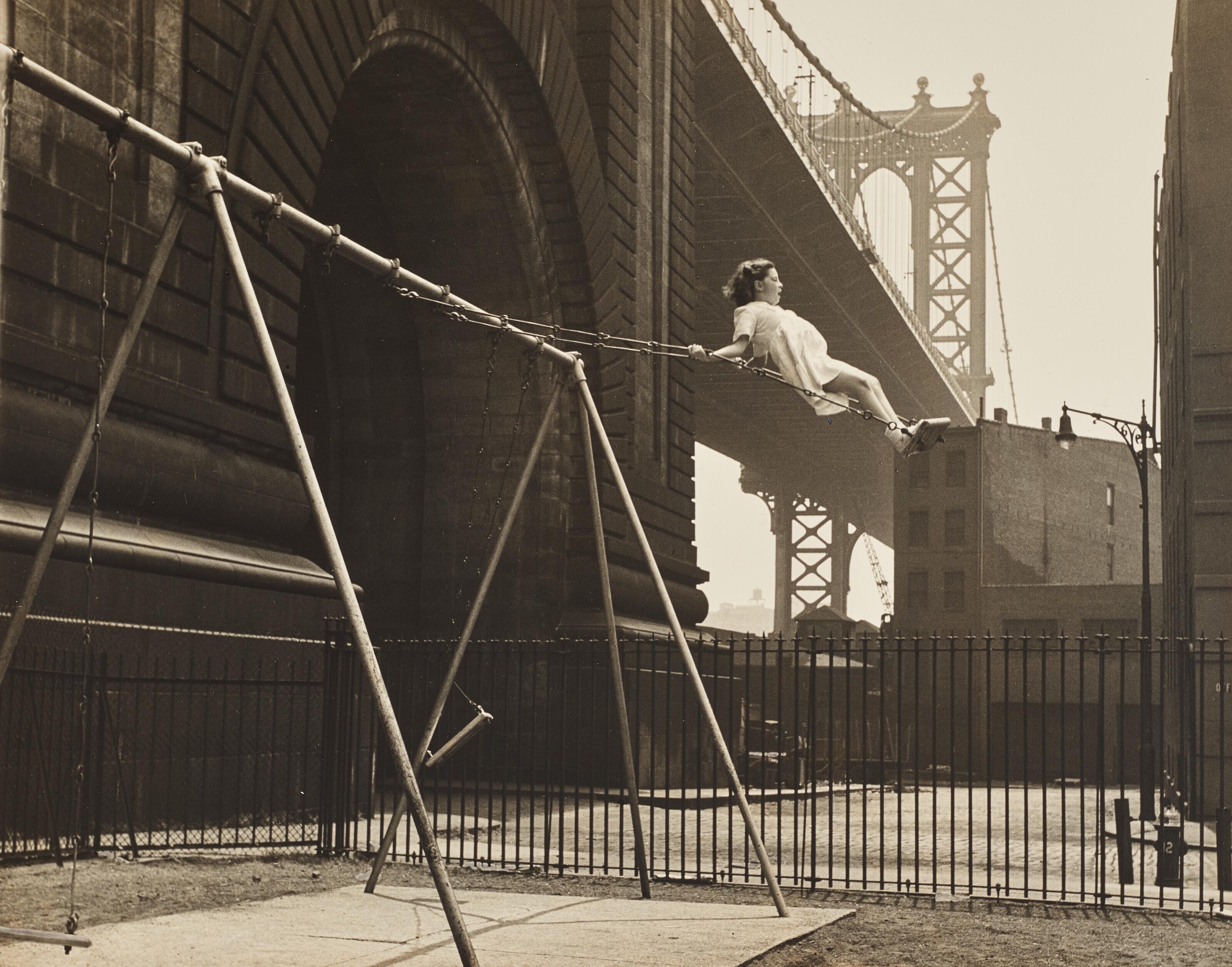 Walter Rosenblum - Girl on a Swing, Pitt St., N.Y., 1938