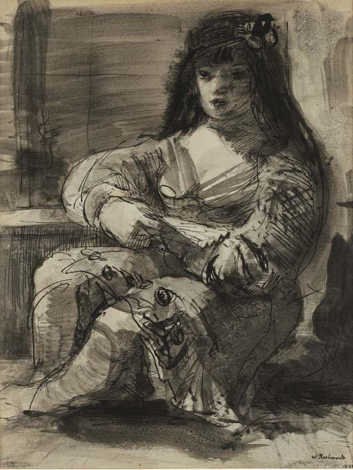 Walter Roshardt - Sammelnummer von Zwei Zeichnungen von \'Frau Am Tisch\'