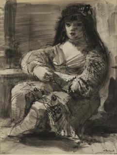 Walter Roshardt - Sammelnummer von Zwei Zeichnungen von \'Frau Am Tisch\'