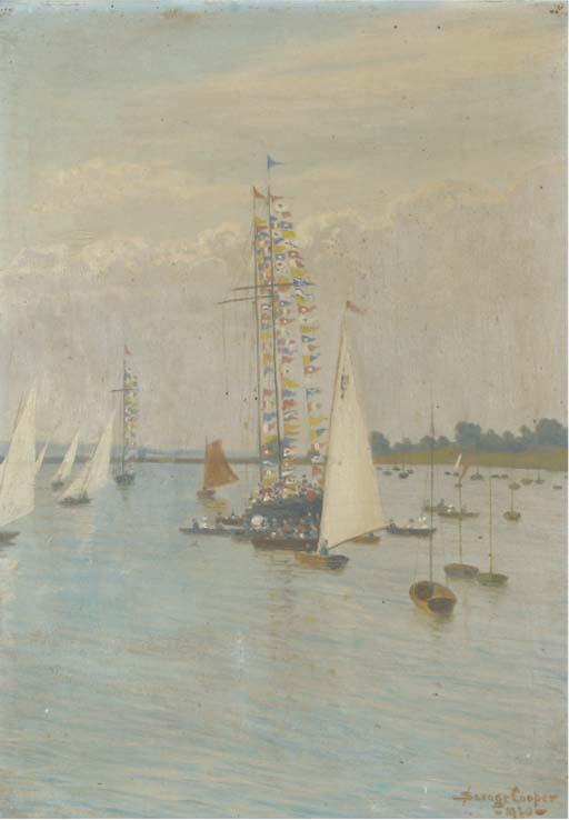 Walter Savage Cooper - The committee boat dressed overall at the Regatta