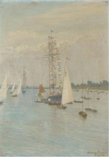 Walter Savage Cooper - The committee boat dressed overall at the Regatta