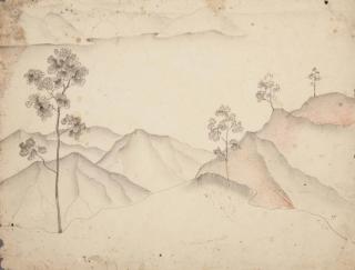 Walter Spies - Balinese landscape (recto) - Study for seated man (verso)