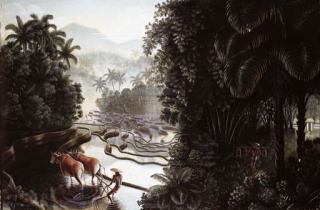 Walter Spies - Sawahlandschaft mit Gunung Agung (View across the sawahs to Gunung Agung)