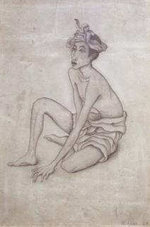 Walter Spies - Sitting Balinese man
