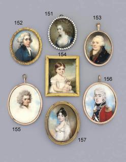 Walter Stephens Lethbridge - A Young Lady In Lace-Bordered White Dress, Gold Brooch Pinned At Corsage, Long Gold Chain Necklace And Gold Hoop Earrings, Falling Embroidered White Gauze Veil From Her Upswept Dark Hair