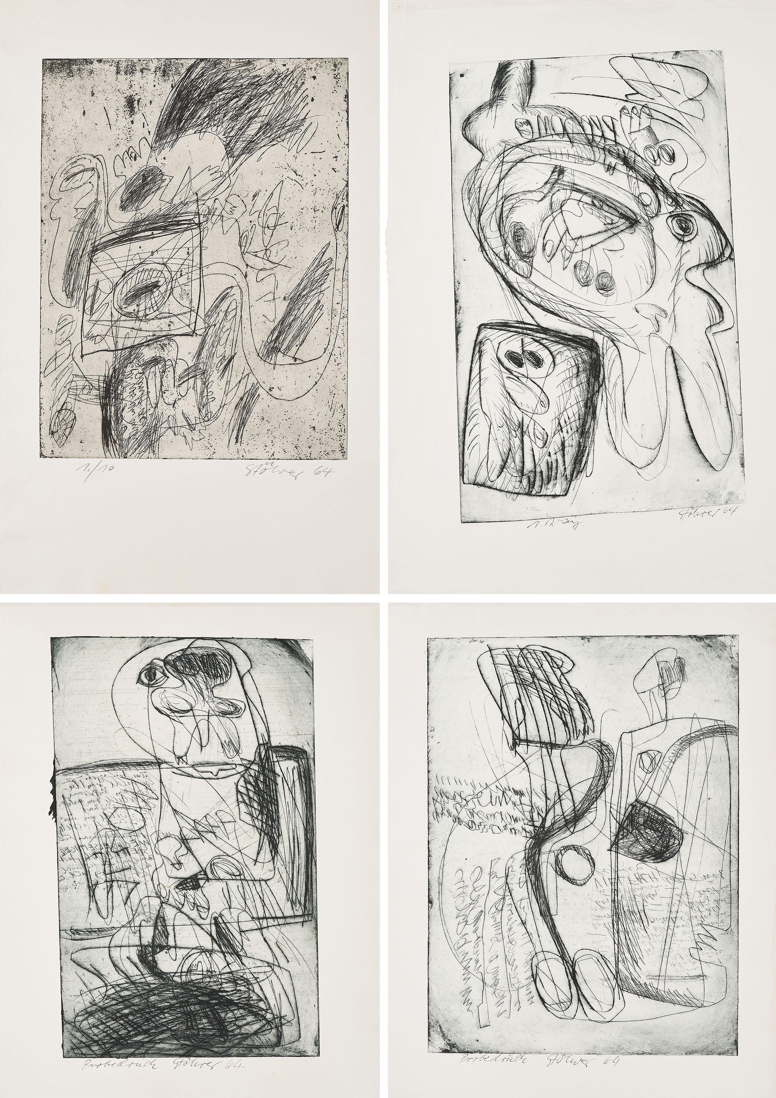 Walter Stöhrer - Konvolut von 5 Druckgrafiken.