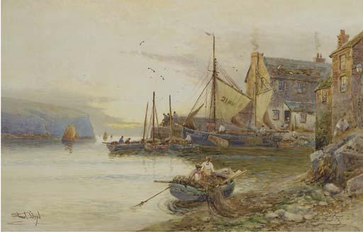 Walter Stuart Lloyd - Fishing boats in the harbour at Polperro