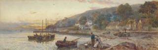 Walter Stuart Lloyd - Sorting the catch at dusk, Babbacombe Bay, South Devon