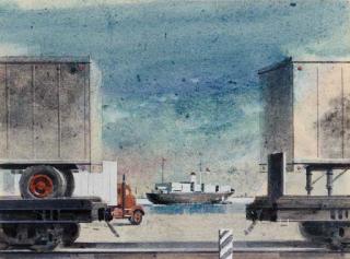 Walter Tandy Murch - Truck, Trains and Ship; Traffic Light and Truck; Still Life with Flour Sacks:  Three works
