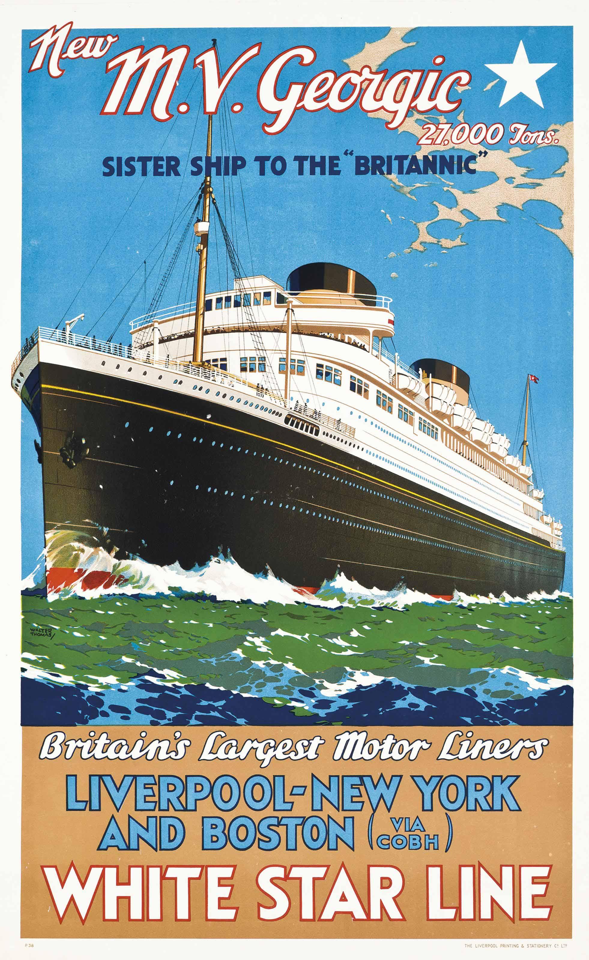 Walter Thomas - New M.V. Georgic, White Star Line