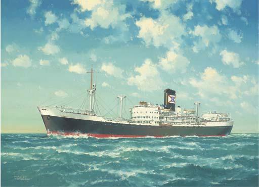 Walter Thomas - The Booth Line tanker Hubert at sea