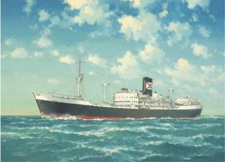 Walter Thomas - The Booth Line tanker Hubert at sea