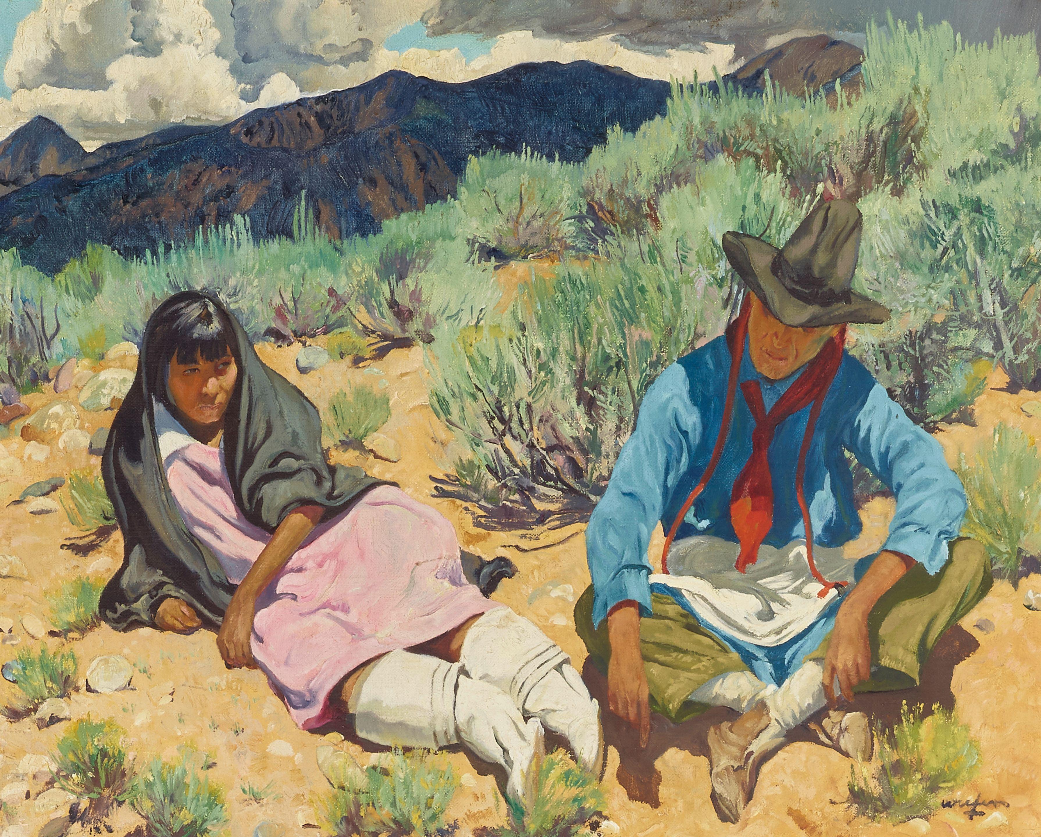 Walter Ufer - A Storm Brewing 16 x 20 in. framed 24 x 28 in.