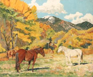 Walter Ufer - Cottonwood and Wild Horses