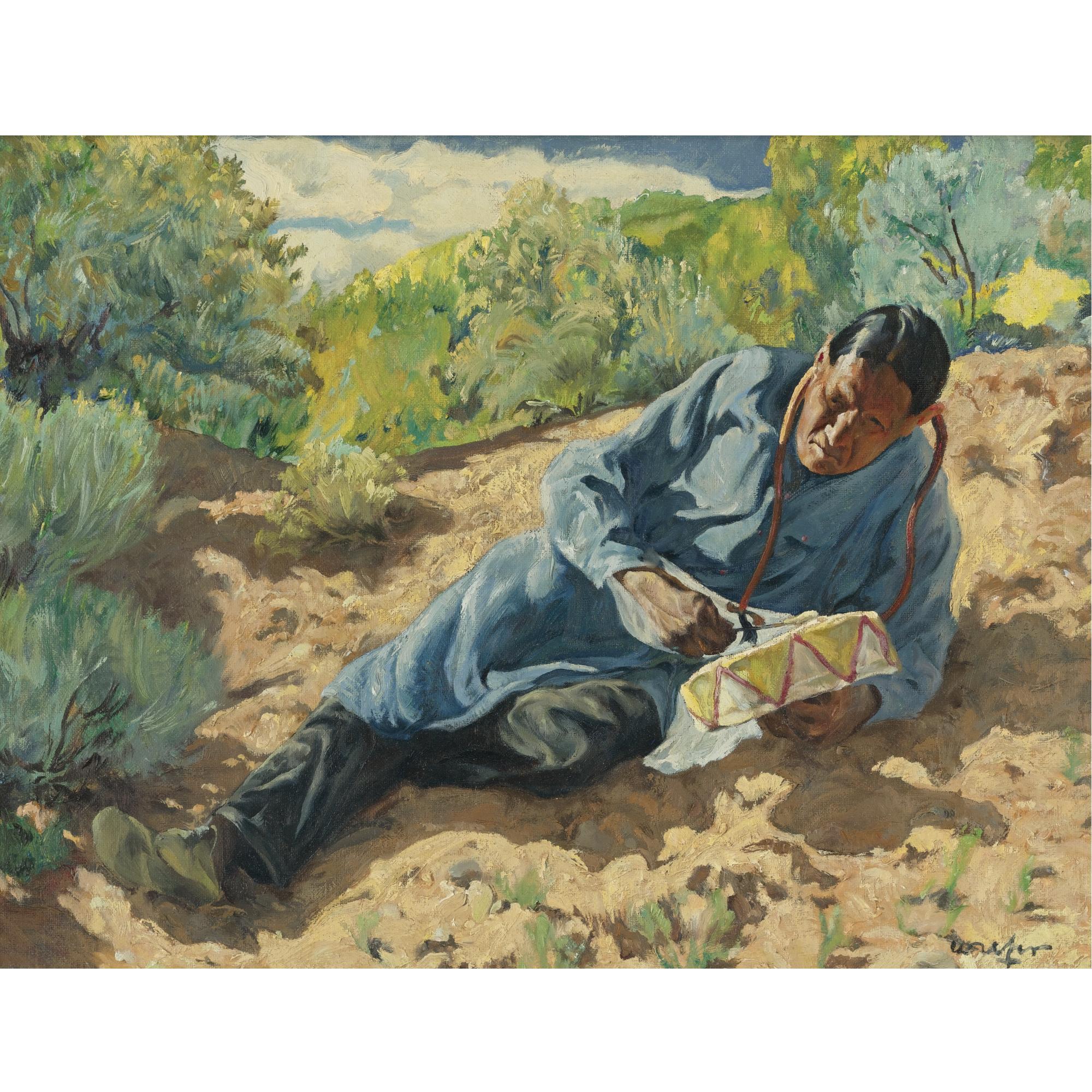 Walter Ufer - Indian Playing A Drum