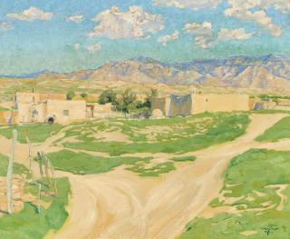 Walter Ufer - Isleta Pueblo, New Mexico 25 x 30 in. framed 29 1/2 x 34 1/2 in.