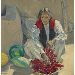 Walter Ufer - Stringing Chili Peppers
