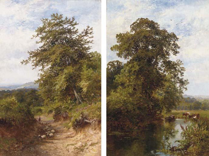 Walter Waller Caffyn - A quiet spot on the water at Norbury, Surrey; and Chart Lane, Dorking