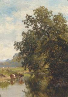 Walter Wallor Caffyn - Cattle Watering On The River Mole, Surrey
