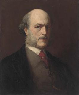 Walter William Ouless, R.A. - Portrait of Sir William Frederick Pollock, Bust-Length, In A Dark Coat And Red Stock