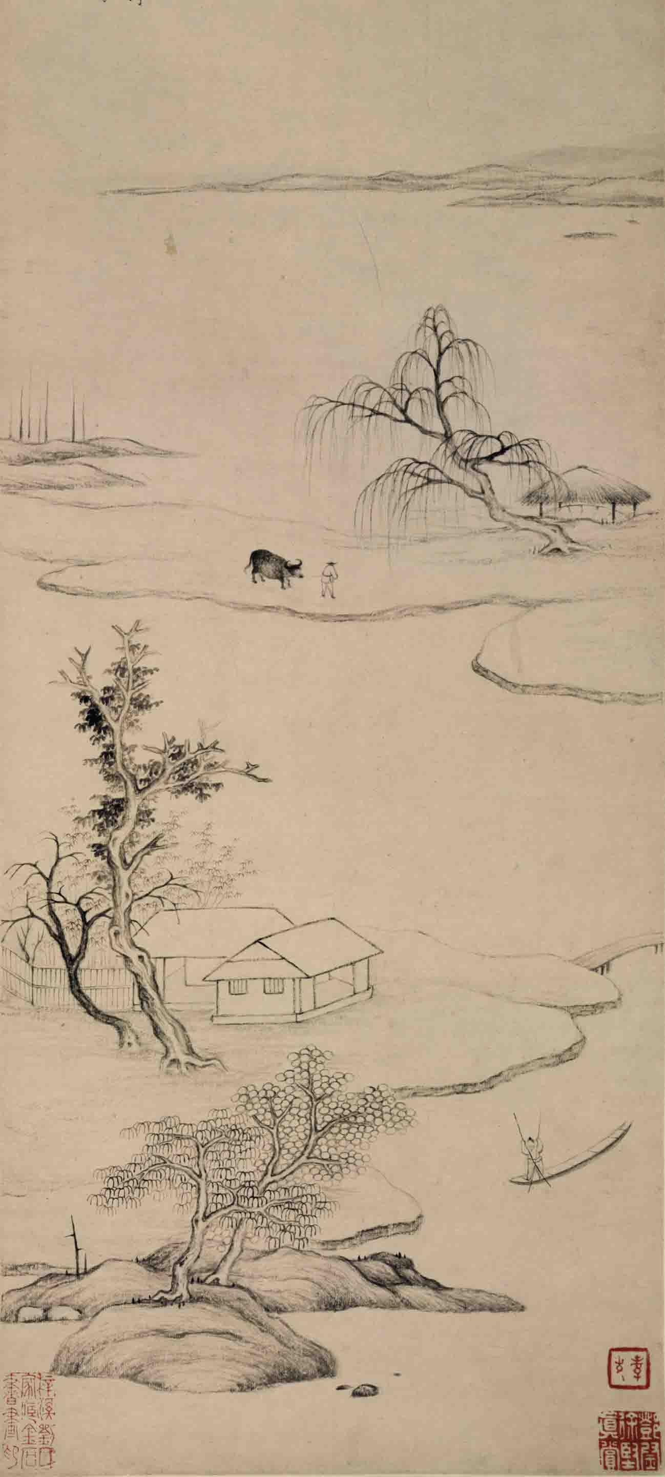 Wan Shouqi - Ox In Riverscape
