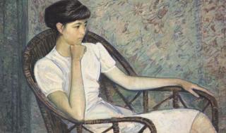 Wang Huaiqing - Girl in a Cane Chair